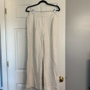 Abercrombie & Fitch White Striped Wide-Leg Pants
